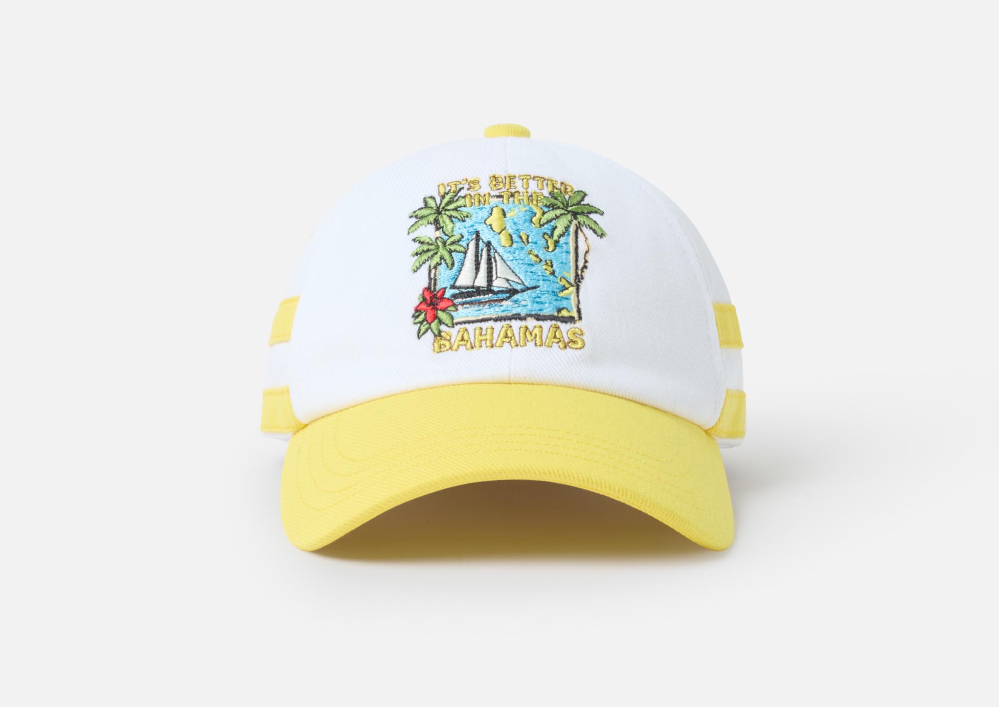 Baseball hat designed for the Paradise Island boutique; photos courtesy of Jacquemus and HIllside Bahamas.