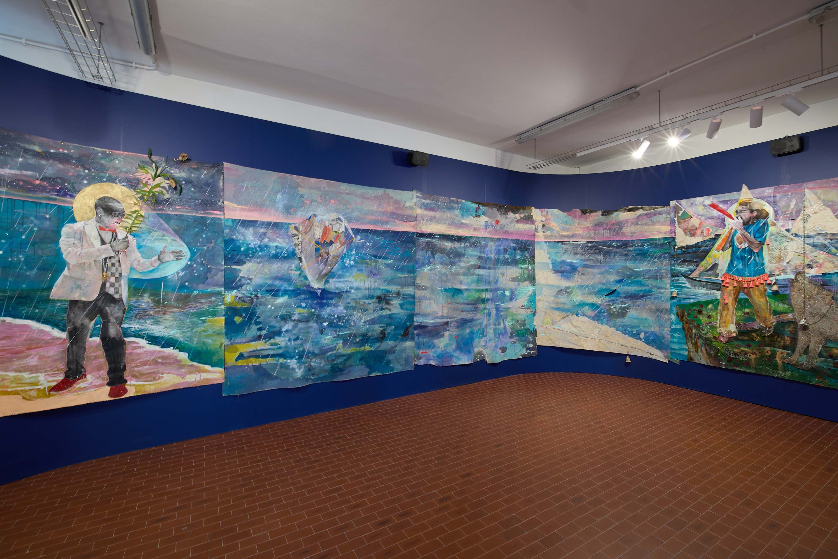 Details from Lavar Munroe,’s No Matter How Dreary and Gray, We People of Flesh and Blood Would Rather Live Here, Than in Another Man’s Yard (Bridge Over Troubled Water), 2026, courtesy the artist, the Bahamas Pavilion, Larkin Durey, and Monique Meloche. Photo by Larkin Durey.