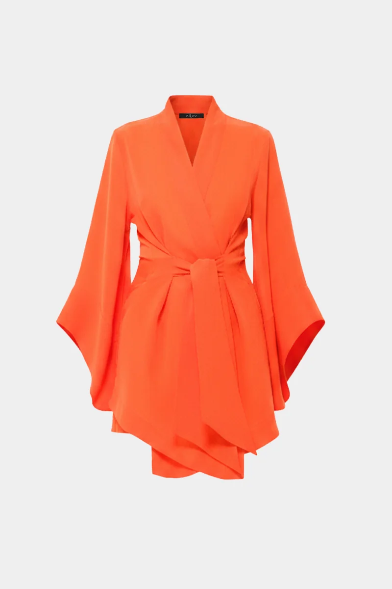 niLuu Amara mini kimono robe in orange