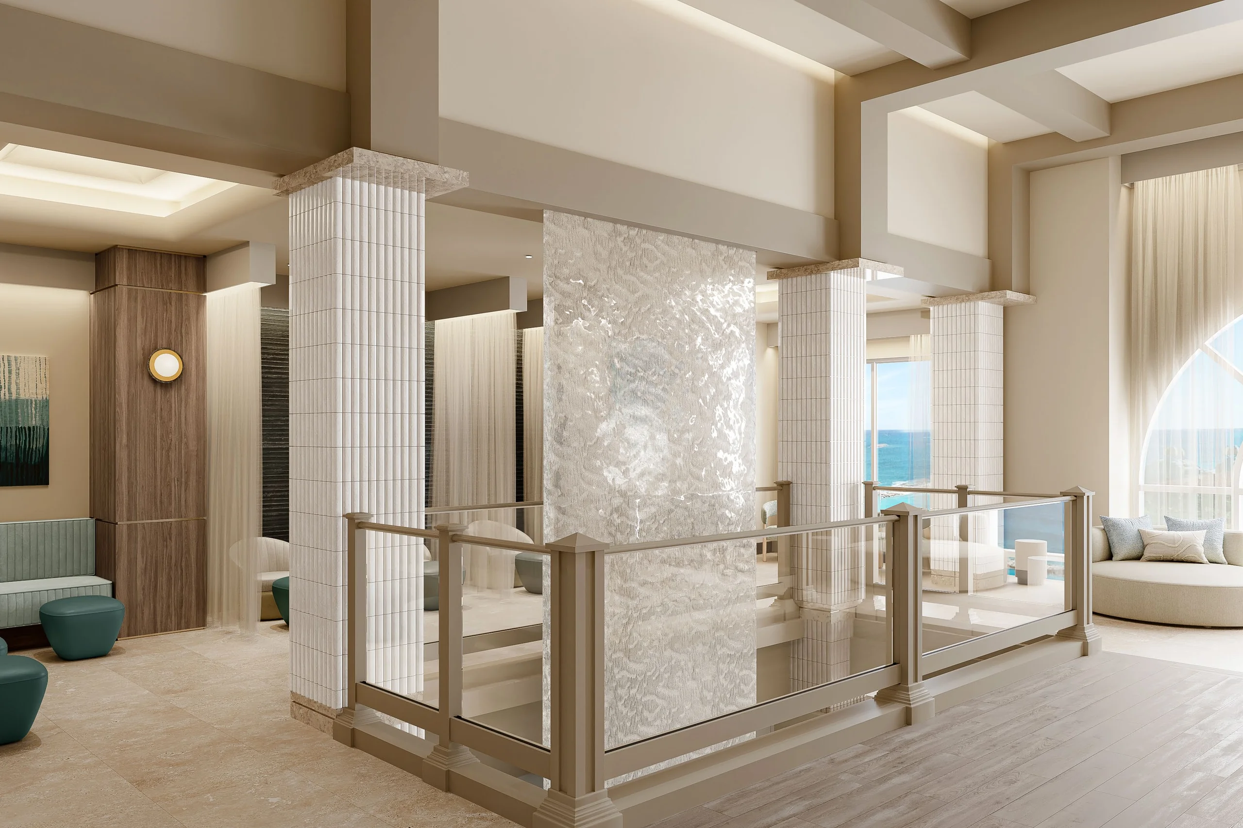 Rendering of the reimagined Mandara Spa relaxation lounge at Atlantis