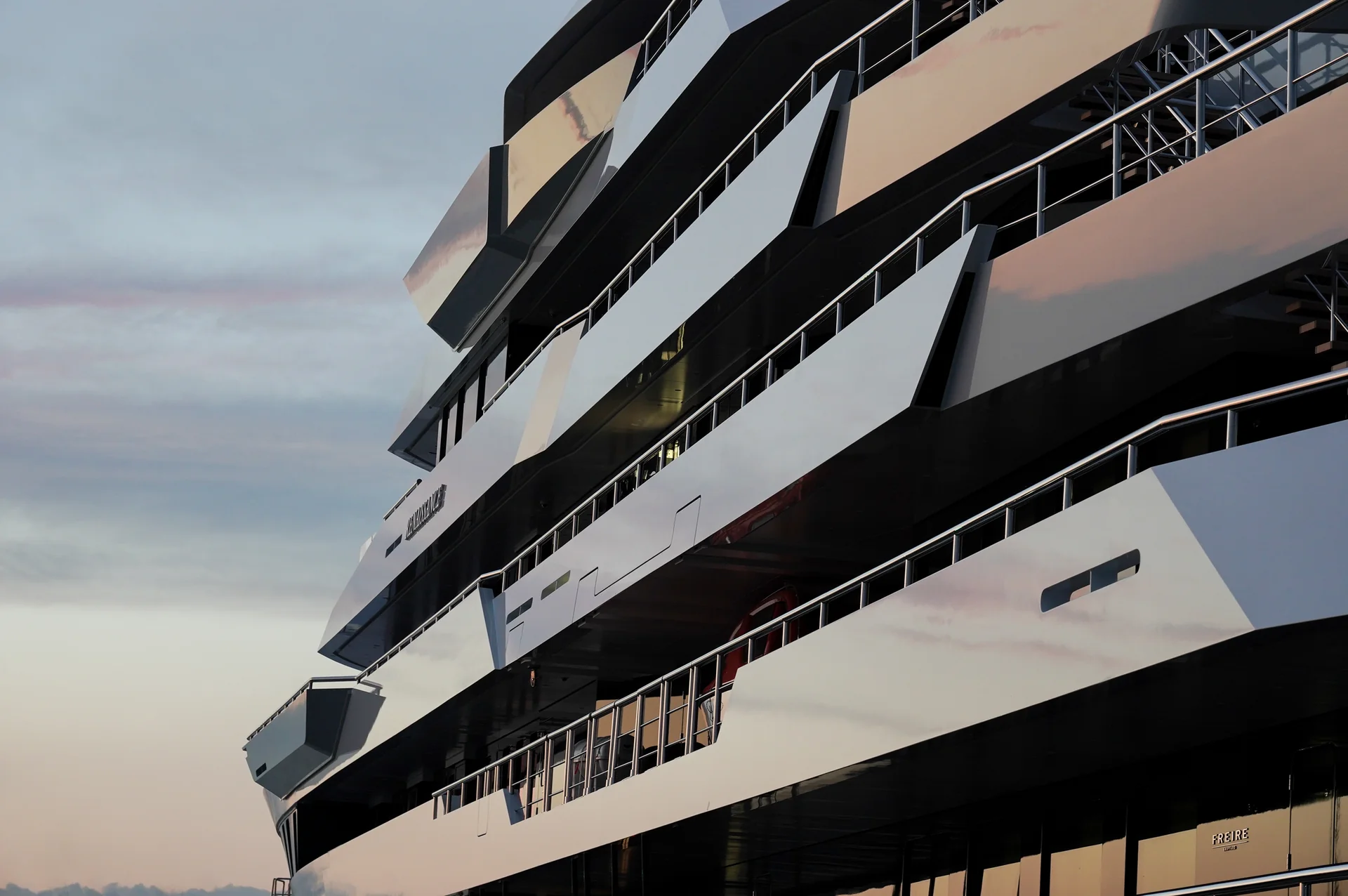 The exterior of the 367-foot motor yacht Renaissance