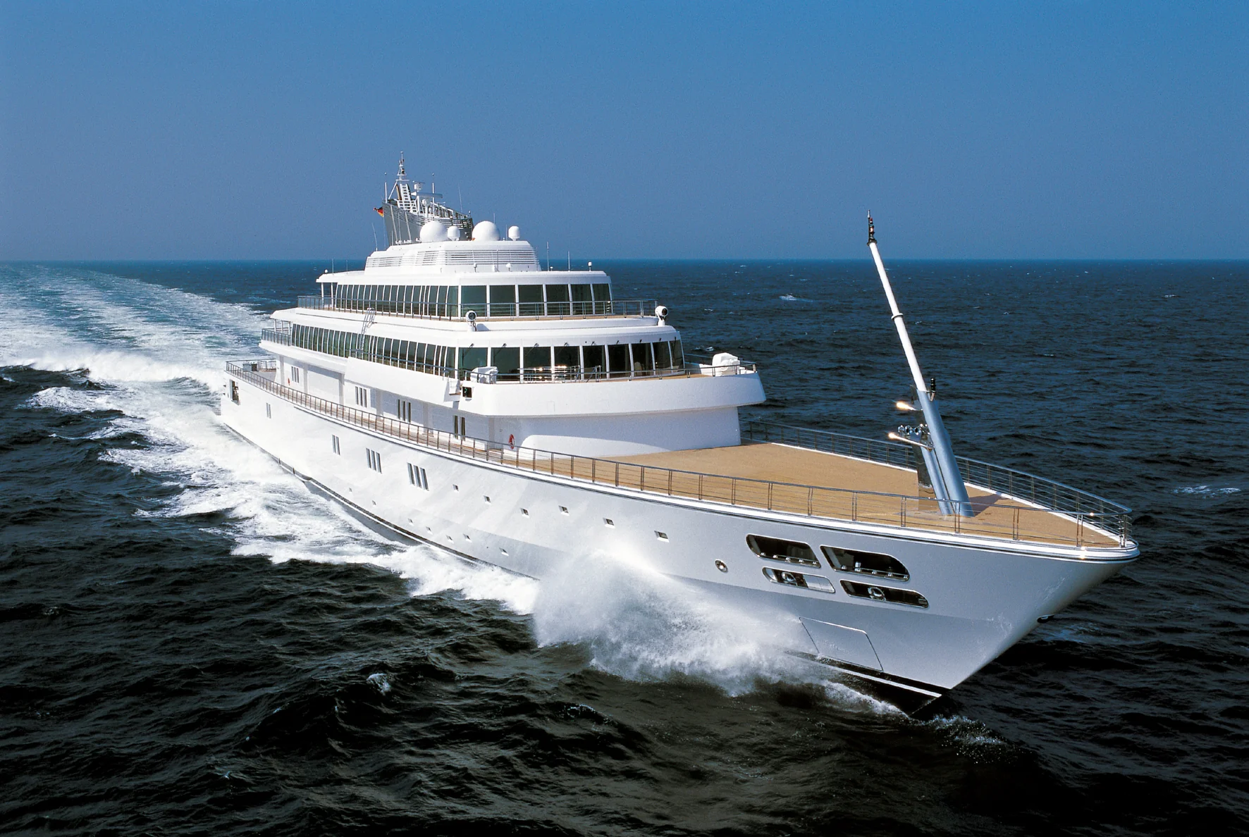 The Jon Bannenberg-designed motor yacht Rising Sun at sea