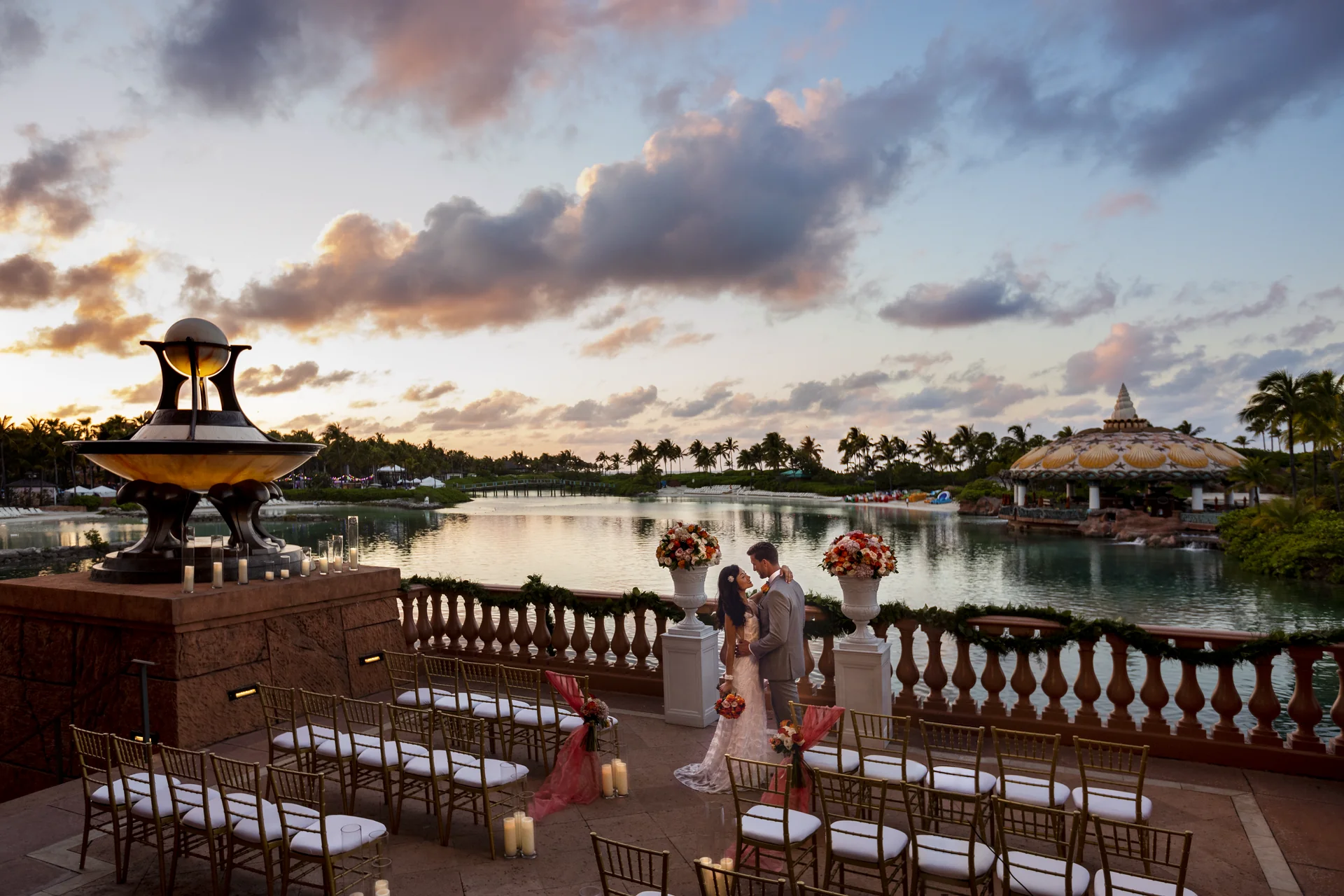 A sunset ceremony on the Dragon's Patio at Atlantis Paradise Island